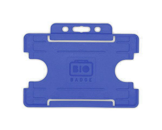Mid Blue Single-Sided BIOBADGE Open Faced ID Card Holders - Landscape (Pack of 100)