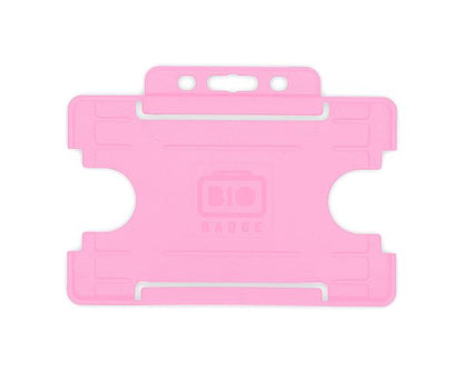 Pink Single-Sided BIOBADGE Open Faced ID Card Holders - Landscape (Pack of 100)