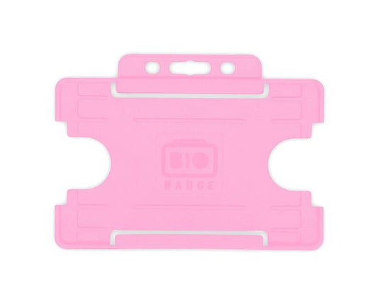 Pink Single-Sided BIOBADGE Open Faced ID Card Holders - Landscape (Pack of 100)