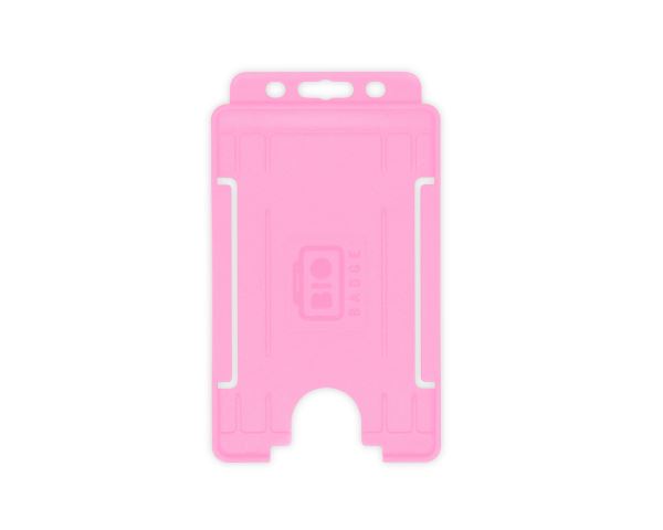 Pink Single-Sided BIOBADGE Open Faced ID Card Holders - Portrait (Pack of 100)