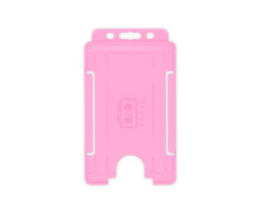 Pink Single-Sided BIOBADGE Open Faced ID Card Holders - Portrait (Pack of 100)