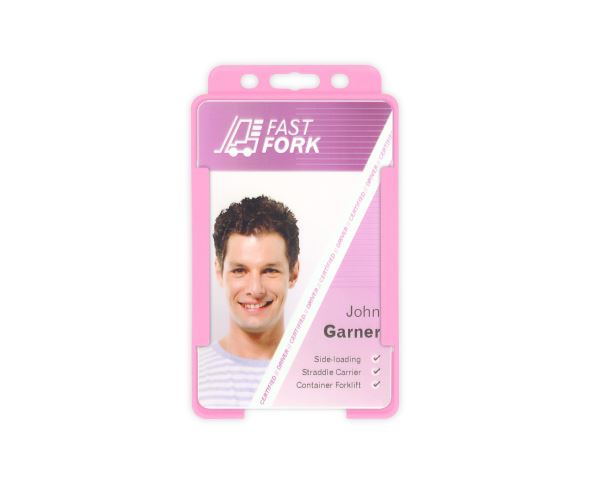 Pink Single-Sided BIOBADGE Open Faced ID Card Holders - Portrait (Pack of 100)