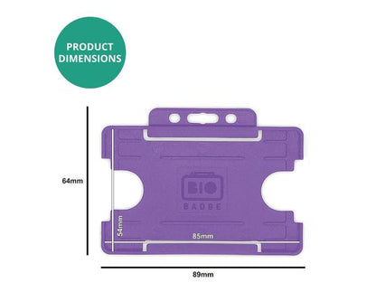 Purple Single-Sided BIOBADGE Open Faced ID Card Holders - Landscape (Pack of 100)