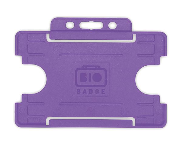 Purple Single-Sided BIOBADGE Open Faced ID Card Holders - Landscape (Pack of 100)
