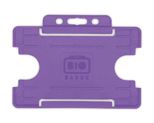 Purple Single-Sided BIOBADGE Open Faced ID Card Holders - Landscape (Pack of 100)