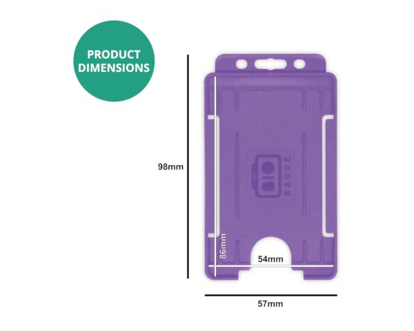 Purple Single-Sided BIOBADGE Open Faced ID Card Holders - Portrait (Pack of 100)