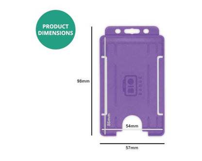 Purple Single-Sided BIOBADGE Open Faced ID Card Holders - Portrait (Pack of 100)