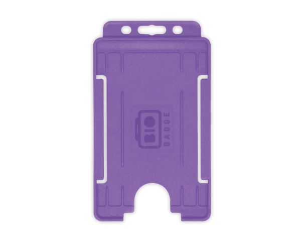 Purple Single-Sided BIOBADGE Open Faced ID Card Holders - Portrait (Pack of 100)