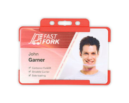 Red Single-Sided BIOBADGE Open Faced ID Card Holders - Landscape (Pack of 100)