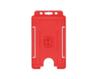 Red Single-Sided BIOBADGE Open Faced ID Card Holders - Portrait (Pack of 100)