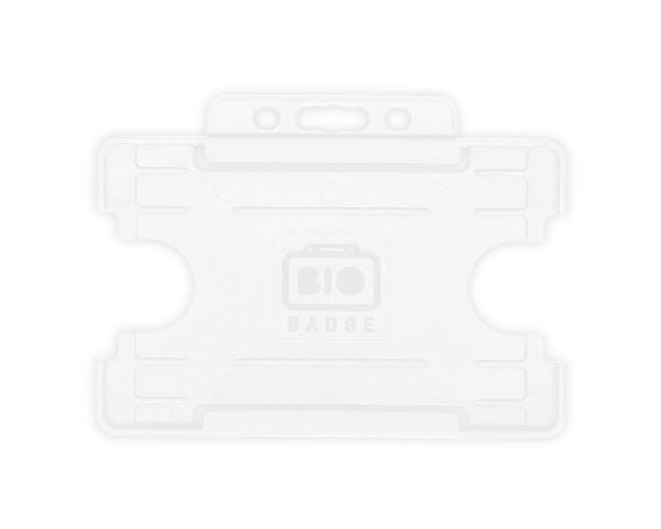 White Single-Sided BIOBADGE Open Faced ID Card Holders - Landscape (Pack of 100)