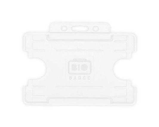 White Single-Sided BIOBADGE Open Faced ID Card Holders - Landscape (Pack of 100)