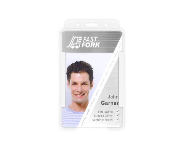 White Single-Sided BIOBADGE Open Faced ID Card Holders - Portrait (Pack of 100)