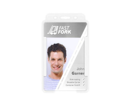 White Single-Sided BIOBADGE Open Faced ID Card Holders - Portrait (Pack of 100)
