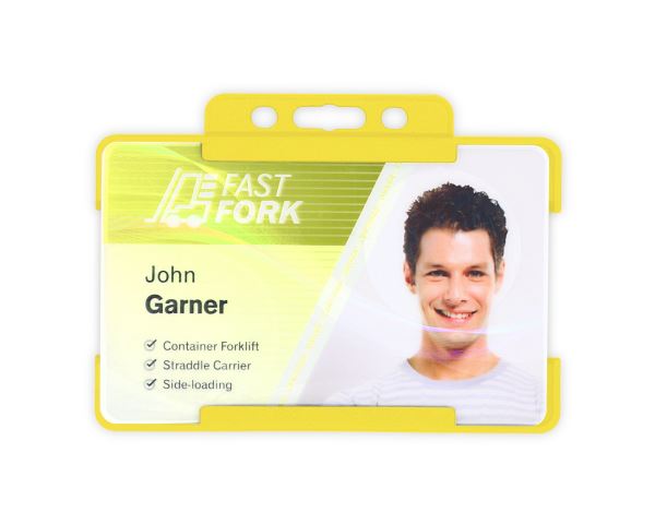 Yellow Single-Sided BIOBADGE Open Faced ID Card Holders - Landscape (Pack of 100)