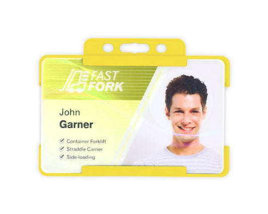 Yellow Single-Sided BIOBADGE Open Faced ID Card Holders - Landscape (Pack of 100)