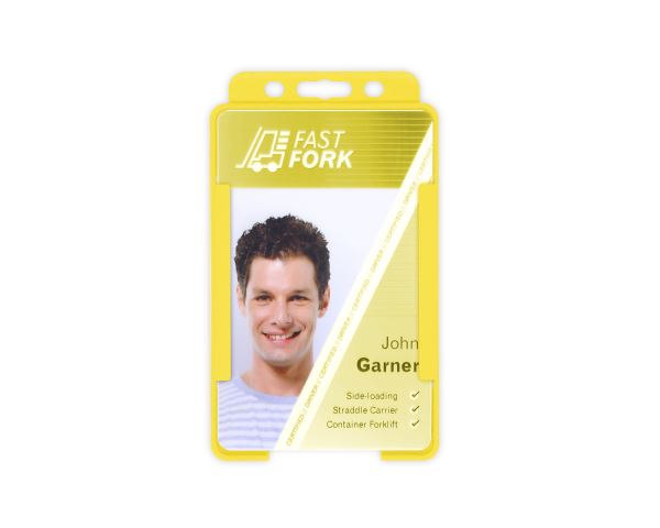 Yellow Single-Sided BIOBADGE Open Faced ID Card Holders - Portrait (Pack of 100)