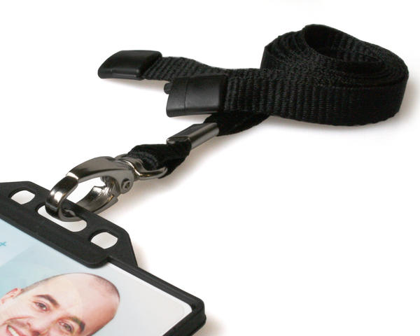 10mm Recycled Plain Black Lanyards with Metal Lobster Clip (Pack of 100)