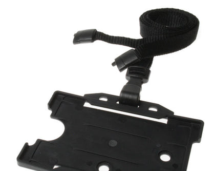 10mm Recycled Plain Black Lanyards with Plastic J Clip (Pack of 100)