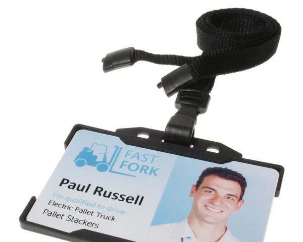 10mm Recycled Plain Black Lanyards with Plastic J Clip (Pack of 100)