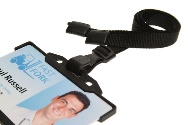 10mm Recycled Plain Black Lanyards with Plastic J Clip (Pack of 100)
