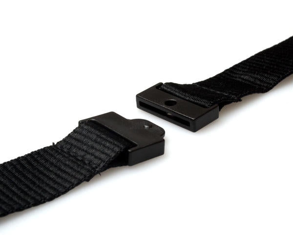 20mm Recycled Black Lanyards with Flat Breakaway and Metal Trigger Clip (Pack of 100)