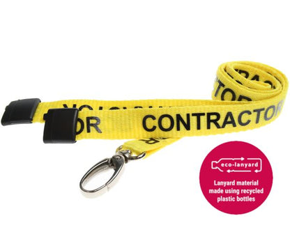 15mm Recycled Yellow Contractor Lanyards with Metal Lobster Clip (Pack of 100)