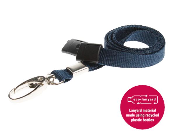 10mm Recycled Plain Dark Blue Lanyards with Metal Lobster Clip (Pack of 100)