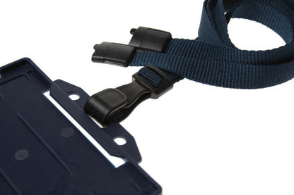 10mm Recycled Plain Dark Blue Lanyards with Plastic J Clip (Pack of 100)
