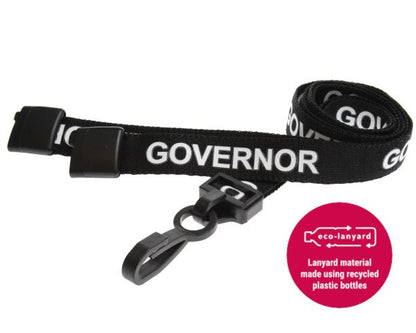 15mm Recycled Black Governor Lanyards with Plastic J Clip (Pack of 100)