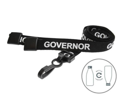 15mm Recycled Black Governor Lanyards with Plastic J Clip (Pack of 100)