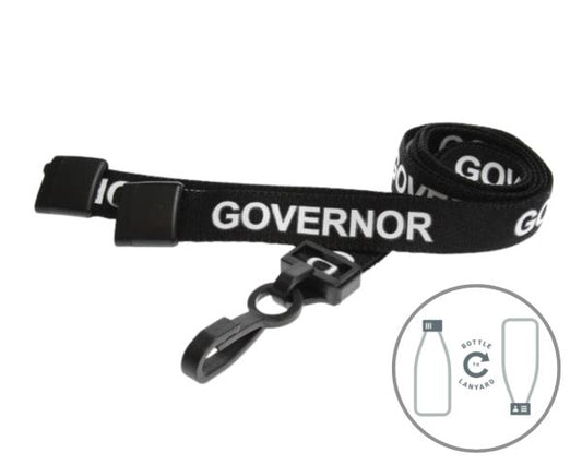 15mm Recycled Black Governor Lanyards with Plastic J Clip (Pack of 100)
