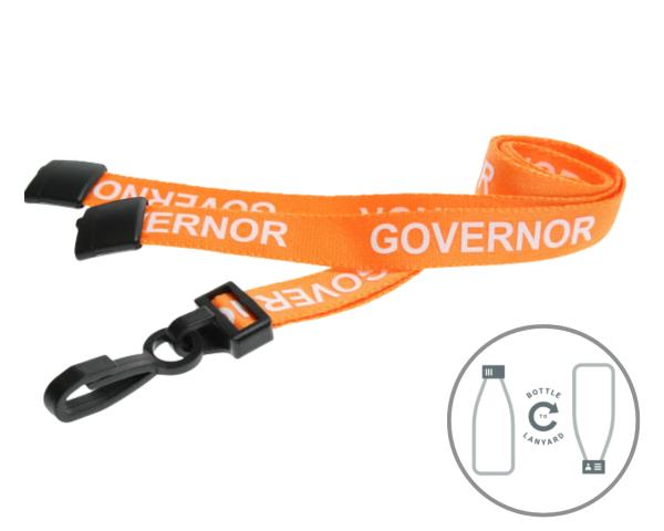15mm Recycled Orange Governor Lanyards with Plastic J Clip (Pack of 100)