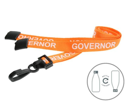 15mm Recycled Orange Governor Lanyards with Plastic J Clip (Pack of 100)