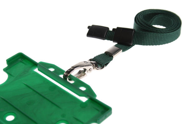 10mm Recycled Plain Dark Green Lanyards with Metal Lobster Clip (Pack of 100)
