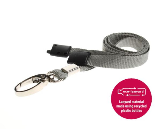 10mm Recycled Plain Grey Lanyards with Metal Lobster Clip (Pack of 100)