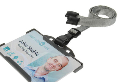 10mm Recycled Plain Grey Lanyards with Plastic J Clip (Pack of 100)