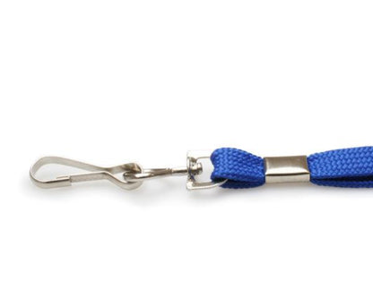 10mm Mid Blue Tubular Breakaway Lanyards with Metal J-Clip (Pack of 100)