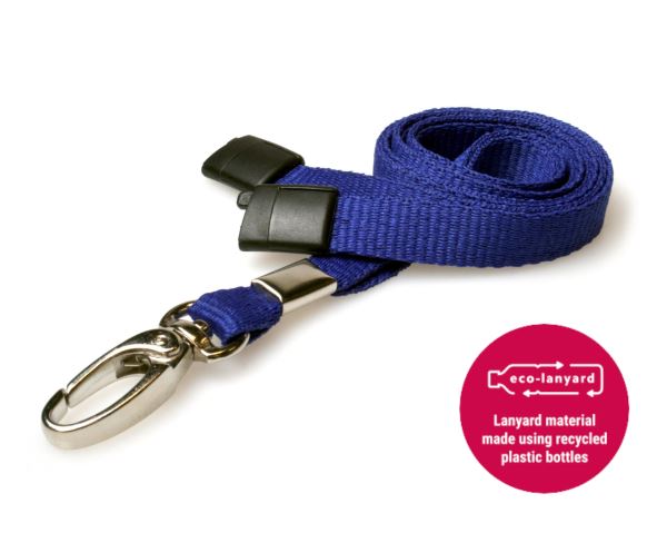10mm Recycled Plain Navy Blue Lanyards with Metal Lobster Clip (Pack of 100)
