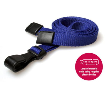 10mm Recycled Plain Navy Blue Lanyards with Plastic J Clip (Pack of 100)