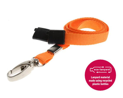 10mm Recycled Plain Orange Lanyards with Metal Lobster Clip (Pack of 100)