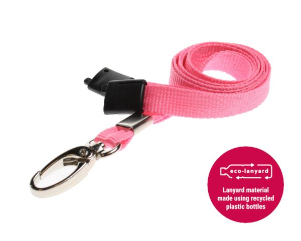 10mm Recycled Plain Pink Lanyards with Metal Lobster Clip (Pack of 100)