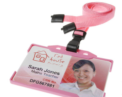 10mm Recycled Plain Pink Lanyards with Plastic J Clip (Pack of 100)