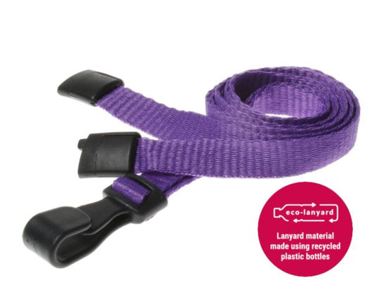 10mm Recycled Plain Purple Lanyards with Plastic J Clip (Pack of 100)