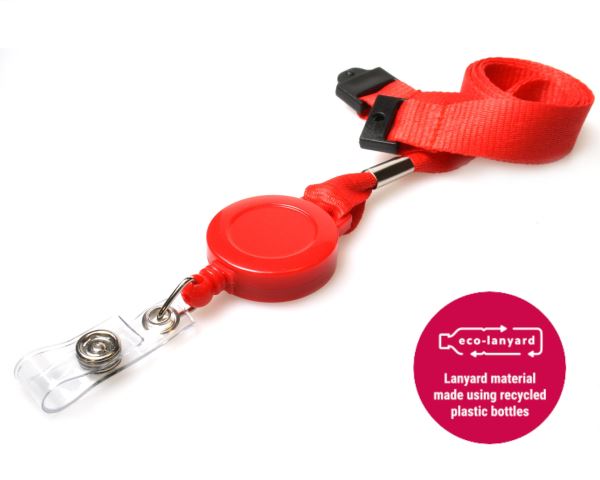 15mm Recycled Plain Red Lanyards with Card Reels (Pack of 50)