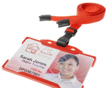 10mm Recycled Plain Red Lanyards with Plastic J Clip (Pack of 100)