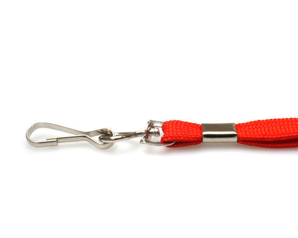 10mm Red Tubular Breakaway Lanyards with Metal J-Clip (Pack of 100)