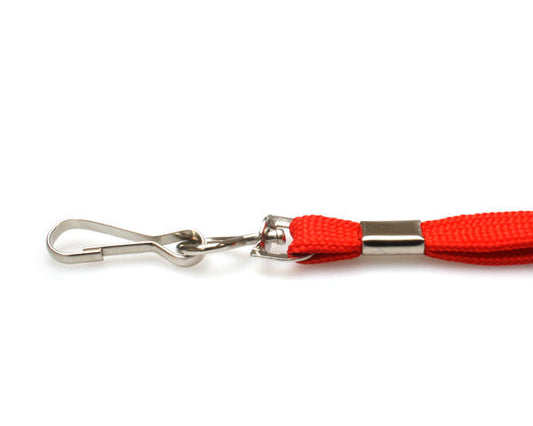 10mm Red Tubular Breakaway Lanyards with Metal J-Clip (Pack of 100)