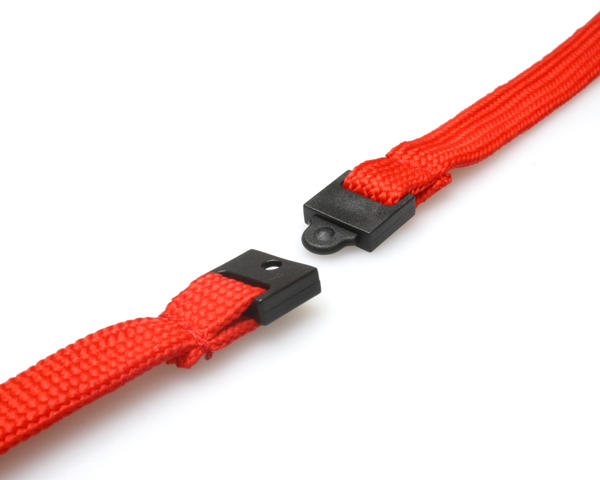 10mm Red Tubular Breakaway Lanyards with Metal J-Clip (Pack of 100)
