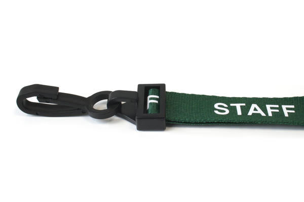 15mm Recycled Green Staff Lanyards with Plastic J Clip (Pack of 100)